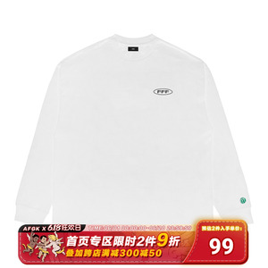 FFF纯色刺绣长袖T恤男潮流街头美式嘻哈基础款白色潮牌体恤打底衫