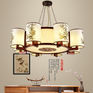 现代中式吊灯仿古中国风木艺客厅灯餐厅茶楼包间灯书房古典羊皮灯