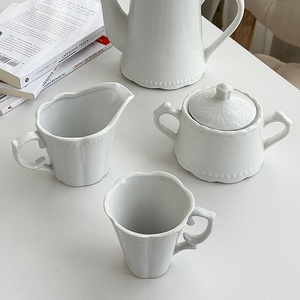 外贸出口中古老货高温冷白陶瓷酱料糖罐家用咖啡杯茶杯下午红茶壶