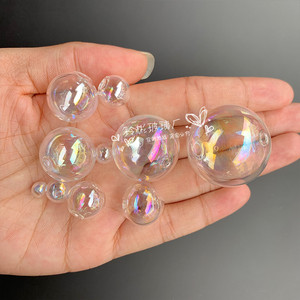 6设计感七色光饰品对孔玻璃球玻璃瓶罩 diy手工饰品配件 定制