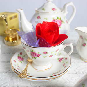 英式红茶杯下午茶咖啡杯玫瑰花田园风家用客厅装饰茶具骨瓷红茶壶