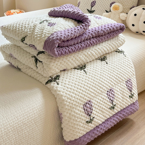 豆豆绒毛毯被子牛奶绒盖毯冬季珊瑚绒儿童沙发办公室毯子加厚保暖