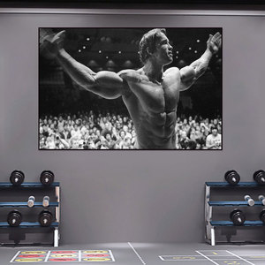 健身房装饰画阿诺德施瓦辛格健美先生励志运动挂画马甲线肌肉壁画