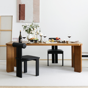 轻取MU餐桌家用长方形现代简约柚木复古实木中古设计师1.6米2米