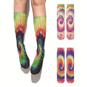 3D个性袜子扎染元素印花欧美风街头潮流搭配长袜创意直筒男女袜潮