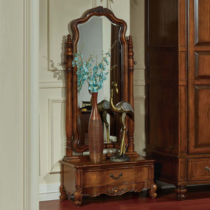 美式实木穿衣镜 家用全身落地镜 欧式复古试衣镜卧室古典家具特价