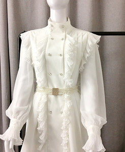 【地球店】很仙法国复古裙山本白色超仙小众雪纺洋气连衣裙