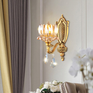 奥施洛欧式全铜壁灯美式客厅水晶壁灯床头壁灯全铜壁灯背景墙壁灯