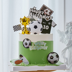 2022世界杯足球蛋糕装饰插件奖杯大力神杯摆件男孩主题生日插牌