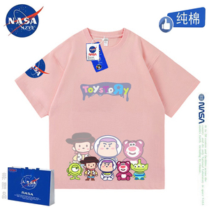 NASA联名总动员母女亲子装夏季时尚一家四口纯棉短袖t恤男女童潮
