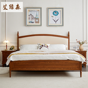 美式复古全实木床纯原木双人床气压高箱储物真皮软靠婚床1.8米