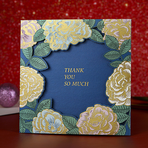 金色玫瑰花精雕烫金 生日贺卡庆祝诞生送闺蜜同事创意祝福卡片装饰 送员工 定制