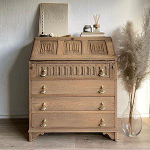 法式复古高斗柜一体梳妆台卧室床头收纳柜子美式实木多功能储物柜