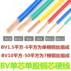 纯铜RV/BV/BVR单芯股多股软硬纯铜电线 0.5/0.75/1.0/1.5/2.5平方