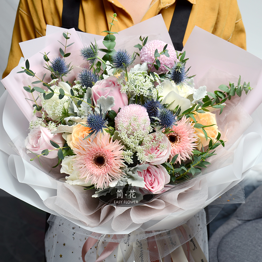 广州简·花鲜花同城速递伊莎贝拉绣球玫瑰花束生日教师节送老师