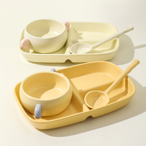 川岛屋早餐分格盘一人食餐具套装可爱儿童餐盘高颜值陶瓷分餐盘子