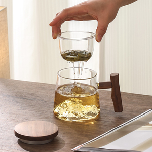川岛屋日式玻璃茶杯茶水分离茶叶杯办公室喝茶具水杯男士泡茶杯子