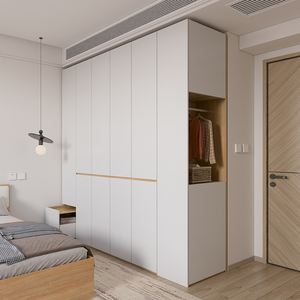 大衣柜主卧室家用实木衣橱网红小房间隐藏床头柜成品定制现代简约