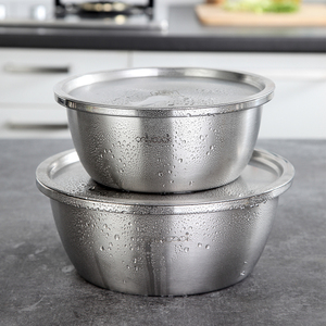 onlycook 家用304不锈钢盆带盖食品级厨房洗菜盆汤盆和面盆盖子