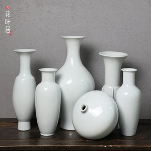 景德镇白色仿古陶瓷花瓶中式禅意瓶子客厅居家桌面梅瓶摆件小花瓶