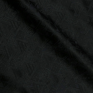 黑色立体浮雕三角形亮面暗纹提花西装布料夏季薄款垂感有弹力裤子