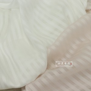 一米价 韩国进口粉色白色美人条闪光条纹雪纺布料 温柔垂坠感面料