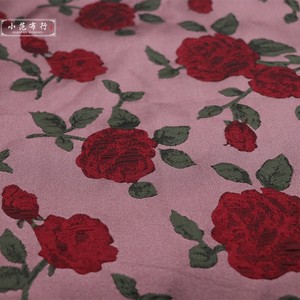 红玫瑰 高档色织提花布料 立体感泡泡花旗袍时装面料 抗皱吊带裙