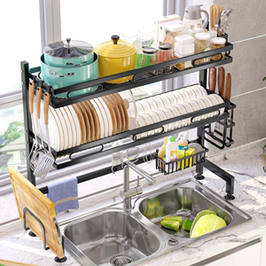 厨房碗碟用品多功能台面放碗盘碗架沥水架水池上置物架水槽收纳架