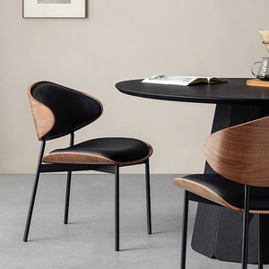 创意设计贝壳椅北欧曲木弯板餐椅家用椅子咖啡厅餐厅休闲靠背椅