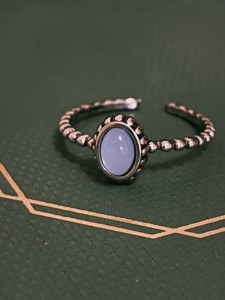 韩国简约小众设计 复古做旧湖蓝 钻红宝石两色个性 戒指指环