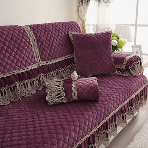 冬季毛绒沙发垫欧式高档防滑四季坐垫冬天紫色全包万能沙发套定做