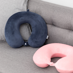 MINISO/名创优品新款粉色蓝色单人颈椎枕氨纶超柔记忆棉U型枕包邮