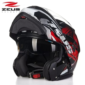 台湾瑞狮ZEUS摩托车头盔3500碳纤维揭面盔男女赛车四季双镜片全盔