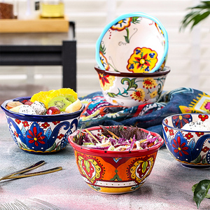 外贸陶瓷碗水果沙拉碗家用新款波西米亚创意个性吃饭碗面碗餐具