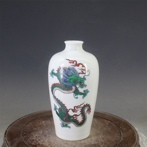 清雍正斗彩龙纹梅瓶手绘古瓷器摆件古董古玩明清老瓷器收藏真品