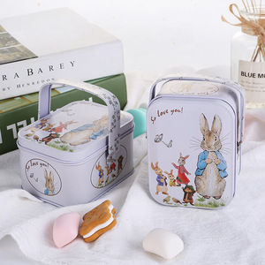 2023新款喜糖盒手挽罐礼品盒复活兔马口铁盒大白兔糖盒包装盒