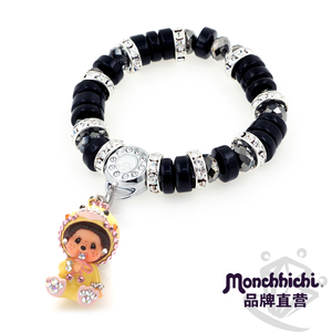 Monchhichi/萌趣趣手链女奢华黑天鹅半宝石串珠饰品礼物B048-C01