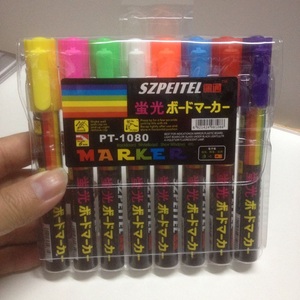 佩通PT1080彩色荧光笔电子荧光板灯板笔发光黑板专用笔8色荧光笔