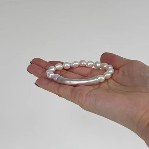 天然巴洛克淡水珍珠手串S925纯银弯管弹力手链设计感小众手环女