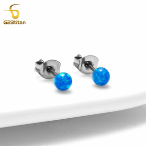 G23titan防过敏钛耳钉3/4毫米蓝色澳宝小耳钉女士女孩小礼物饰品