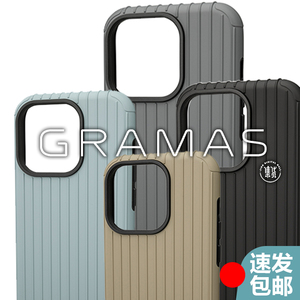 日本原装GRAMAS适用苹果iPhone14ProMax行李箱14Pro插卡PLUS手机壳防摔商务简约小众高级可挂绳磨砂防滑新款