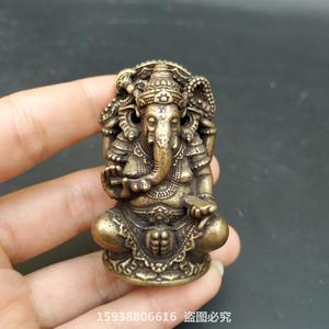 古玩铜器古董收藏仿古纯黄铜财神象神大象佛像小摆件复古老物件