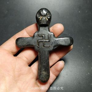 红山文化玉器古玩古董杂项收藏铁陨石骷髅头十字架挂件玉坠老物件