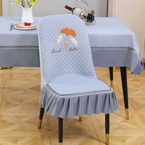新款雪尼尔餐桌布椅套异型椅子套罩弧形扇形连体休闲椅椅套椅垫