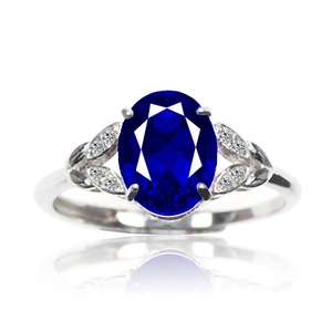 树叶戒指女蓝宝石二克拉坦桑石时尚个性925纯银食指指环复古戒子