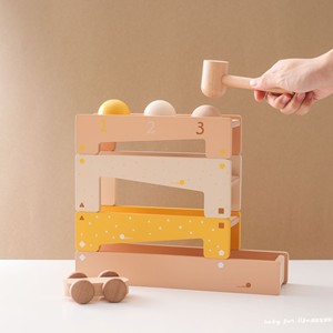 儿童木质动手能力摆件创意敲球早教宝宝益智轨道敲敲乐敲打玩具
