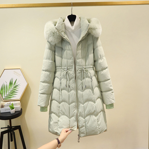 大毛领羽绒棉服女冬装2023新款小个子棉袄外套中长款显瘦加厚棉衣