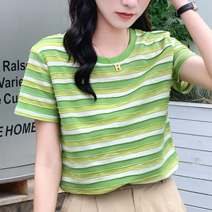 成熟女性的时尚韩版百搭夏设计感t恤黑色拼接显瘦上衣服短袖减龄