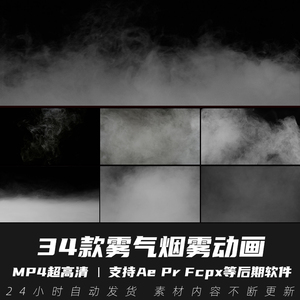 4K高清灰白气体雾气烟雾漂浮缭绕仙境迷雾飘散ae/pr/fcpx视频素材