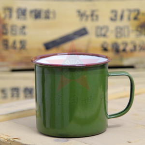 老式部队9厘米 搪瓷口杯军绿把缸子啤酒茶水杯刷牙具怀旧复古道具